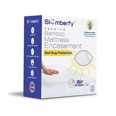 Imagem de Capa de colchão de bambu impermeável Queen Size da Slumberfy – Protetor de colchão premium seguro para a pele com zíper EZ de 360°, percevejos testados em laboratório, revestimento com zíper (152 x