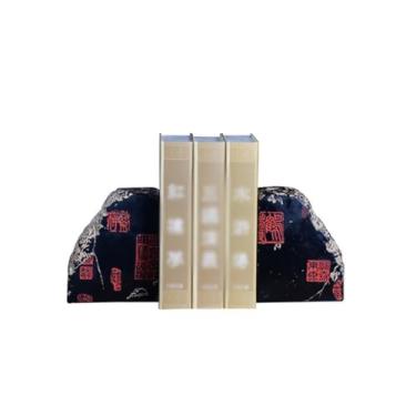 Imagem de Extremidades de livro modernas para prateleiras - Suportes de livros de escultura em pedra, ornamentos de sala de estudo, suportes de livros de resina, rolha de livro para prateleiras de biblioteca de