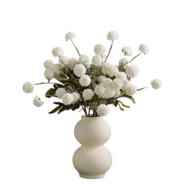 Imagem de KEG801302 Flores falsas brancas multi-ramos simulação de dente-de-leão arranjo de flores falsas casa sala de estar decoração de sala de estar