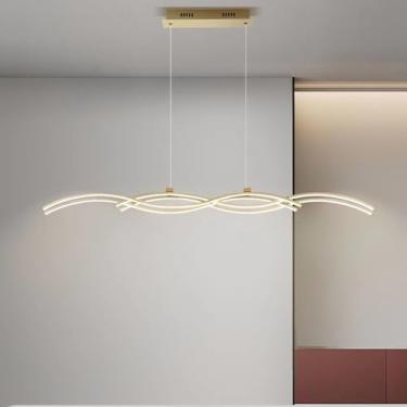 Imagem de Luminária pendente de LED para sala de jantar, com intensidade ajustável, controle remoto, lustre para ilha de cozinha, sala de estar, mesa de jantar, escritório, bar, altura ajustável, comp