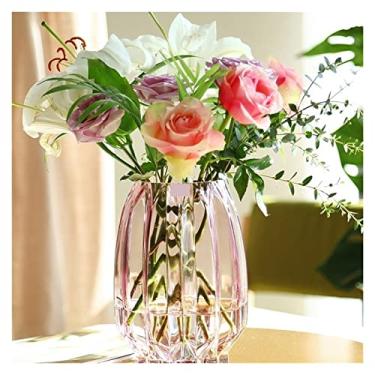 Imagem de KEG801302 Vasos nórdico simples grande vaso de vidro transparente cor hidropônica rica em bambu lírio rosa sala de estar ornamentos arranjos de flores novo vaso (pequeno)