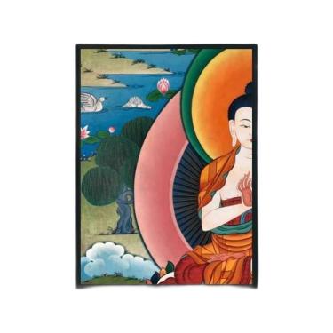 Imagem de Quadro Fotografia Buda Colorido 45X34Cm Vidro Moldura Preta