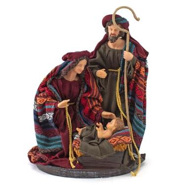 Imagem de Imagem Sagrada Família Tecido Colorido Importada Resina 30 cm