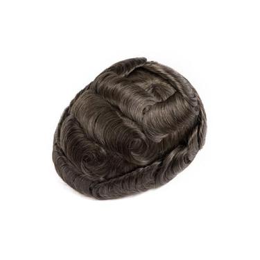 Imagem de Aplique de testa Prótese de cabelo masculino respirável peruca completa renda suíça para homens sistema humano indiano