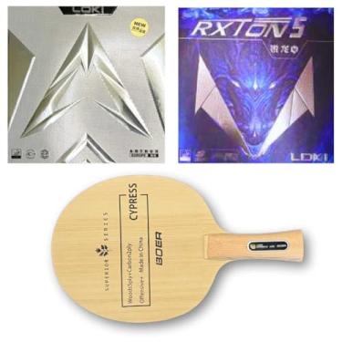 Imagem de BOER Cypress Clássica Raquete de Tênis de Mesa Profissional Ofensiva com Borrachas LOKI Rxton 5 e Arthur Europe Diamond, Madeira 5 Camadas + 2 Carbono, 6.5mm, Combo Montado