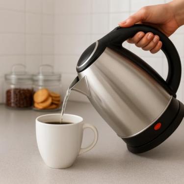 Imagem de Chaleira Elétrica Aço Inox Escovado 1,8 Litros 110v Ferve Em Minutos Chá Café Água Rotação 360° Prática Leve Funcional