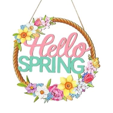 Imagem de KiBcsLic Placa de Páscoa para Porta, Decoração Rústica de Páscoa, Placa de Madeira para Pendurar na Parede, Ideal para Casa de Campo, Padaria e Escritório, Flores