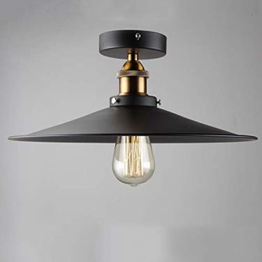 Imagem de Luminária de teto retrô industrial estilo loft, com gaiola de ferro preta, estilo nórdico, em metal, ideal para cozinha, quarto, varanda, entrada, bar, sala de estar, corredor, soquete E27.
