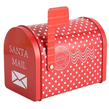 Imagem de CUOFYUNL Latas de armazenamento em forma de caixa de correio Padrão bonito Acabamento requintado Caixa de doces de Natal para enfeites Caixas de presente