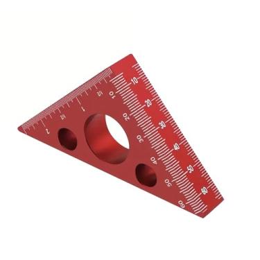 Imagem de Régua de triângulo isósceles de liga de alumínio vermelha com escalas duplas
