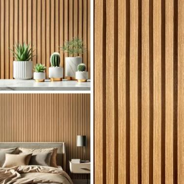 Imagem de Papel de Parede Adesivo Sala Quarto Ripas Madeira Clara Lisa Autocolante(15 Metros,Reno Claro)
