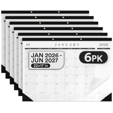 Imagem de Calendário de mesa 2026 grande, 55 x 43 cm, funciona até junho de 2027, calendário de trabalho com lista de tarefas e anotações, visualização anual, 18 meses, com capa de plástico, calendário de mesa