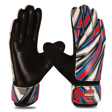 Imagem de FIGHTSENSE Luvas de goleiro de futebol para crianças e meninos, luvas de goleiro de futebol, palma de látex de 5 mm, respiráveis, aderência forte antiderrapante, proteção de pulso dupla (vermelho