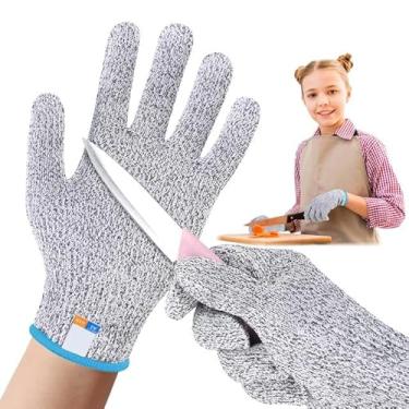Imagem de Luvas resistentes a cortes para crianças, luvas de segurança anticorte de grau alimentício para cozinhar bandolim corte de carne pescaria (cinza, 2PP - crianças)