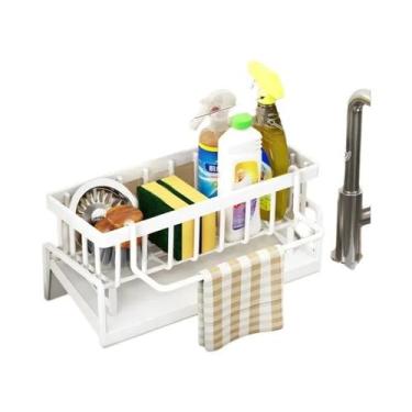 Imagem de Suporte De Parede Durável Em ABS Para Esponja E Sabão De Pia De Cozinh