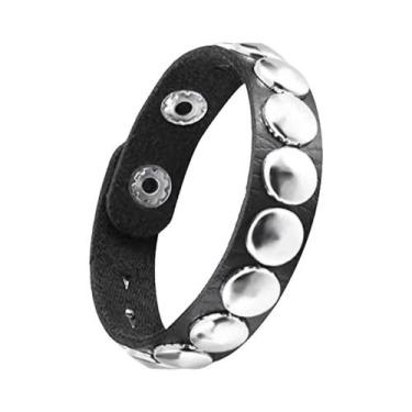 Imagem de Pulseira De Couro Com Spikes E Tachas Estilo Punk Rock Unissex Ajustáv