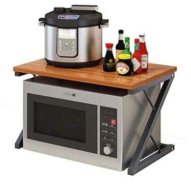 Imagem de Prateleira multifuncional de madeira para padeiros de cozinha, suporte utilitário para forno de micro-ondas, carrinho de armazenamento, prateleira para estação de trabalho