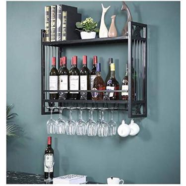 Imagem de Prateleira de armazenamento multifuncional montada na parede de madeira (Cor: Marrom Tamanho: L60cm) (Marrom L80cm) (Preto L60cm)