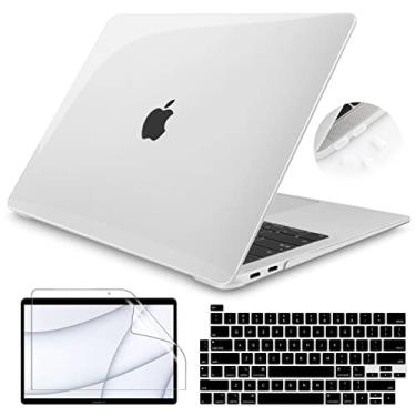 Imagem de Teryeefi Capa para MacBook Pro de 13 polegadas versão 2022-2016 A2338 M1 M2 A2289 A2251 A2159 A1989 A1706 com barra de toque, capa rígida de plástico cristal + película de teclado, transparente