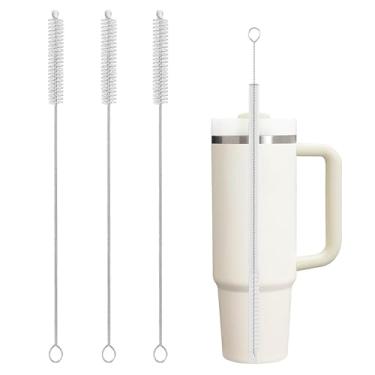 Imagem de Limpador de palha para mamadeiras, escova de limpeza de palha Stanley para canecas Stanley de 20/30/1,134 g, escova de limpeza de palha com cerdas espessas, limpador de escova de palha para vários