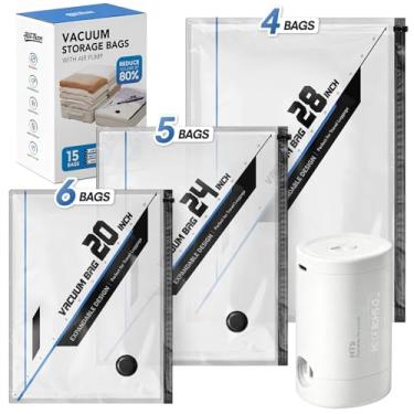 Imagem de Sacos de vedação a vácuo para roupas e viagens com bomba elétrica recarregável, sacos de armazenamento a vácuo economizadores de espaço, bolsas de compressão reutilizáveis para bagagem de casa (15