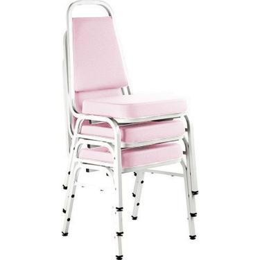 Imagem de Kit com 3 Cadeiras Empilháveis Linha Hotel Plus Rosa