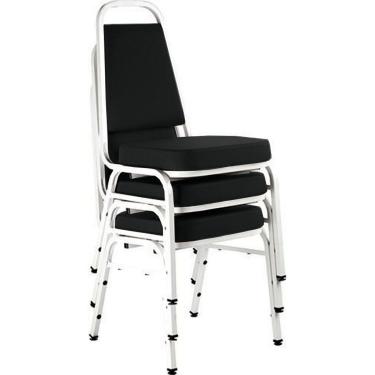 Imagem de Kit com 3 Cadeiras Empilháveis Linha Hotel Plus Preto