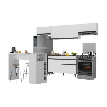 Imagem de Armário De Cozinha Modulado Com Bancada Veneza Multimóveis Mp2212 Branco/preto Branco/preto
