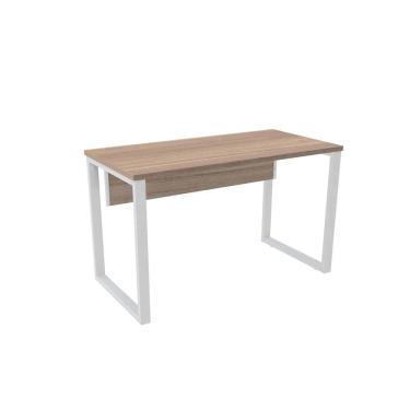 Imagem de Mesa De Escritório Pé Tubular Pe25 Em Mdp 134 X 60 Cm Cor Noce Naturalle E Base Branca