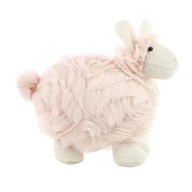 Imagem de Pelucia De Páscoa Ovelha Suspiro C/ Colar De Perolas 22cm