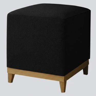 Imagem de Puff Quadrado Decoração Luxo Sala Quarto Resistente Base de Madeira Ma