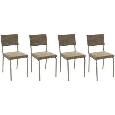 Imagem de Cadeira De Cozinha Zaria 2c128 Kit 4 Un Niquel Bege A036 Suede Suede