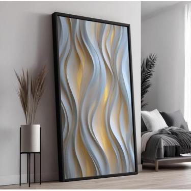 Imagem de Quadro com Moldura e Acrilico Cristal Ondas Relevo Luz para Sala, Quar