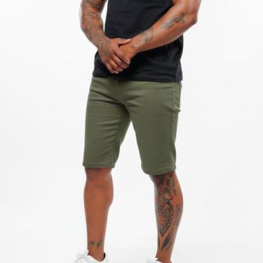 Imagem de Bermuda Masculina Sarja Sport Fino Volgue Alfaiataria Elastano, Verde 