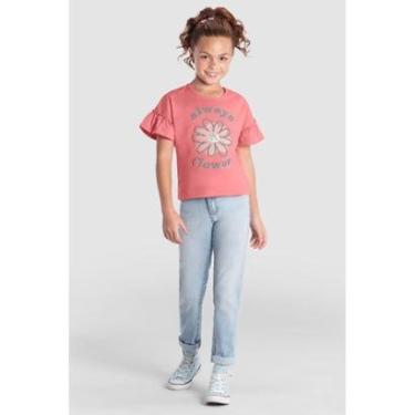 Imagem de Blusa infantil menina de flor com glitter Brandili Rosa-Feminino