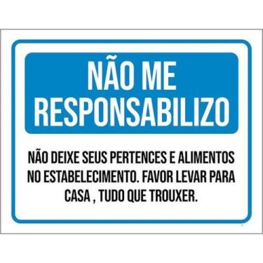 Imagem de Kit 5 Placas Não Deixe Pertences Alimentos 27X35 - Sinalizo