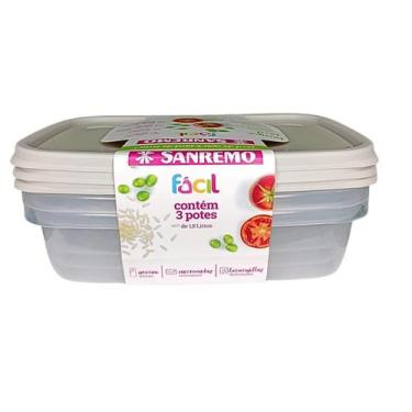 Imagem de Conjunto 3 Potes Plástico Cinza Sanremo 1,8L