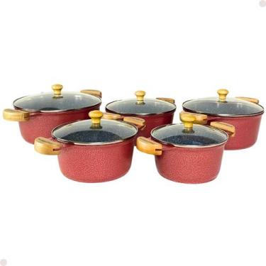 Imagem de Jogo 5 Panela Revestimento Cerâmica Antiaderente Em Alumínio - Di Alum