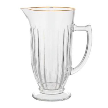 Imagem de Jarra de Vidro com Borda Dourada para Suco Água Melina Transparente 1 