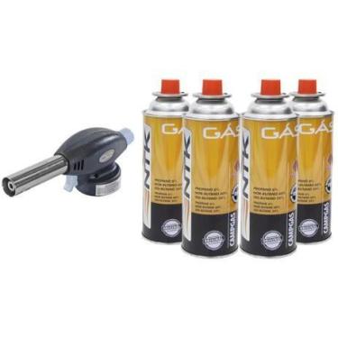 Imagem de Kit Maçarico Regulável Western Mais 4 Lata Gás Butano Campgas - Nautik
