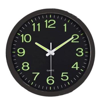 Imagem de Relogio parede luminoso 30cm brilha escuro fluorescente vintage silenc