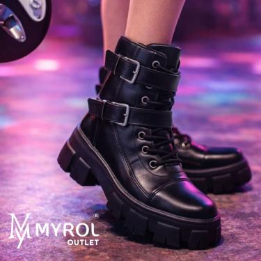 Imagem de Bota Coturno Rock Life Duas Fivelas Sola Tratorada Preto