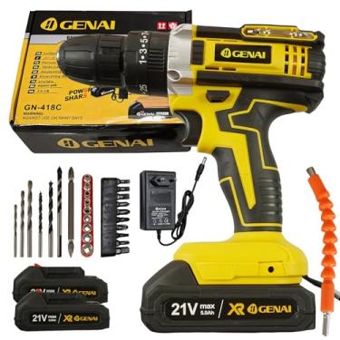 Imagem de Furadeira de Parafusaadeira Parafusaadeira e Furadeira Portatil Sem Fio Impacto Baterias 21V 2 Bateria 110V/220V