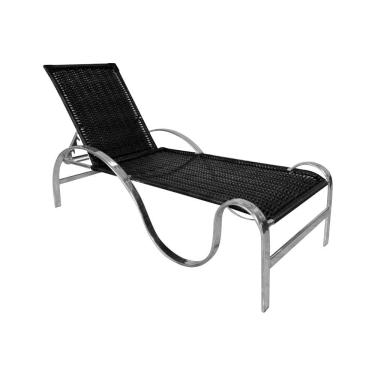 Imagem de Espreguiçadeira Em Corda Náutica Para área Gourmet Bertioga Estrutura Alumínio - Preto