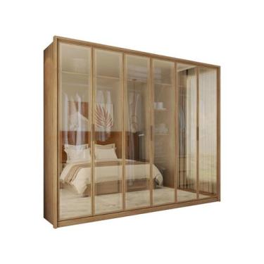 Imagem de Guarda Roupa Casal 6 Portas e 4 Gavetas c/ Vidro Reflecta Reflex Burit