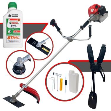 Imagem de Máquina de Cortar Grama À Gasolina Anmax CG430P-TB 43cc 2HP 9.000rpm Roçadeira Profissional Com Carretel de Nylon + Lâmina 2 Pontas + ÓLEO STIHL 2T