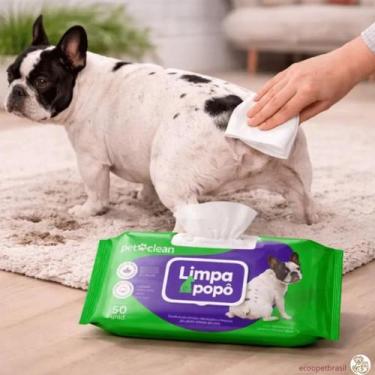 Imagem de Toalha Lenço Umedecido Cachorro Cães e Gatos 50un Limpa Pata, Popô, Fa