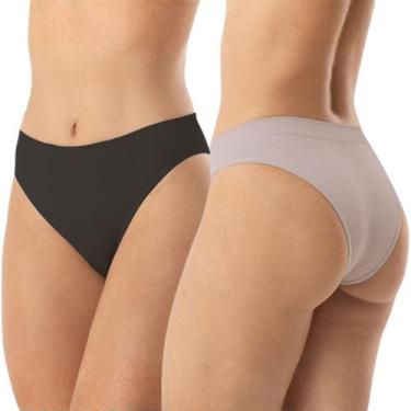 Imagem de Kit 2 Calcinhas Delrio 5197 Biquini Sem Costura, Preto, Quartz, M