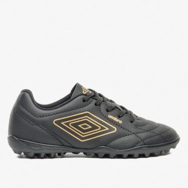 Imagem de Chuteira Infantil Society Umbro Class Footballer, Preto, Dourado, 36
