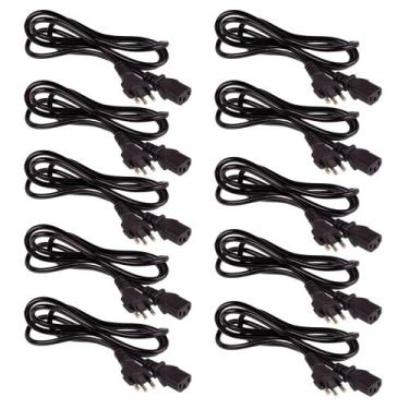 Imagem de Kit com 10 cabos de força energia tripolar pc monitor atx 1,5m - GRUPO